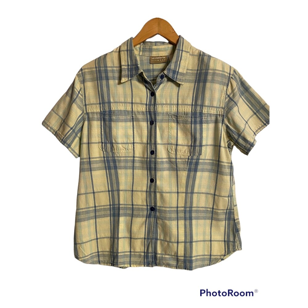 Liz Claiborne "Lizwear" Button Down Top Size M 100% Cotton